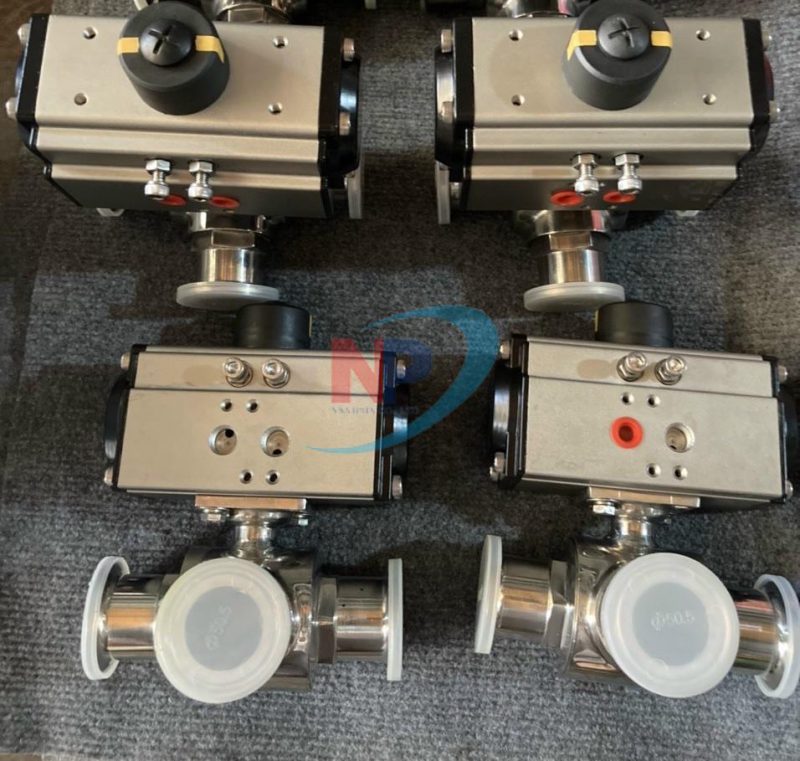 Van Bi Inox 3 Ngả Khí Nén Kẹp Clem